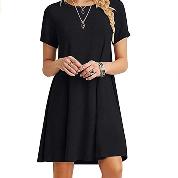MOLERANI Dresses & Skirts - Casual Simple Black Short Sleeve T-Shirt Dress